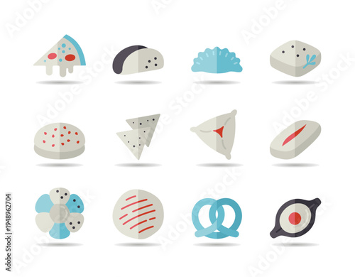 Diverse Savory Baked Goods Icons