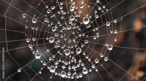 Dew covered spiderweb texture background