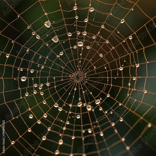 Radial spider web dew background