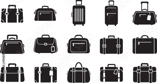 Collection of various luggage and travel bag icons