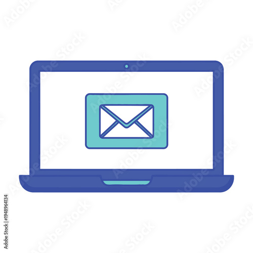 Email notification on a blue laptop computer screen icon