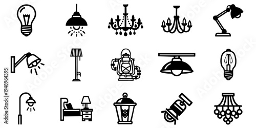 Various lighting fixtures are displayed on a white background.