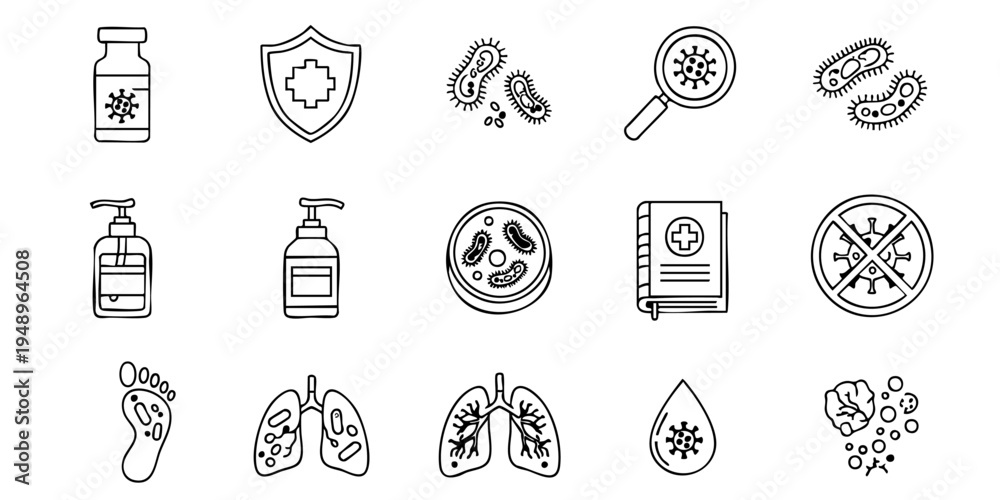 Fototapeta premium Medical icons illustrate health, hygiene, and disease prevention concepts