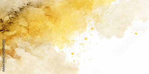 Abstract watercolor artwork with a blend of golden yellow and brown hues creating a visually rich and textured composition, ideal for various design applications.