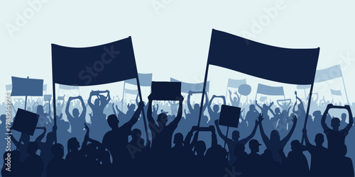 Protesters wave flags and signs in a peaceful demonstration downtown today