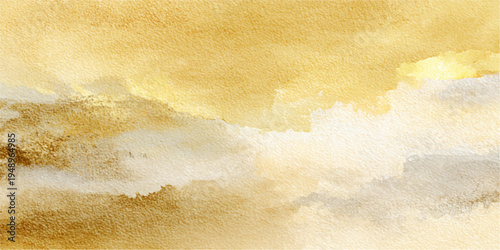 Abstract watercolor landscape bathed in warm, golden tones, suggesting a sense of calm and ethereal beauty.