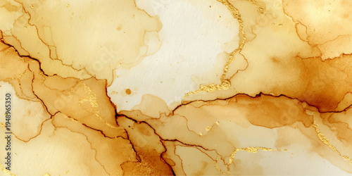 Abstract fluid art background, where golden hues cascade gracefully, revealing intricate patterns and textures, creating a sense of luxury and elegance.