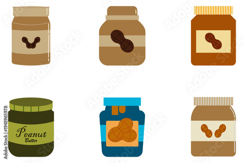Peanut butter set colors icon on white background