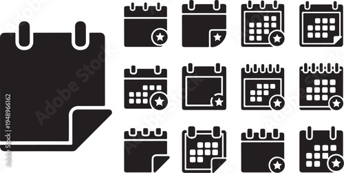 Black and white calendar icons on a clean background