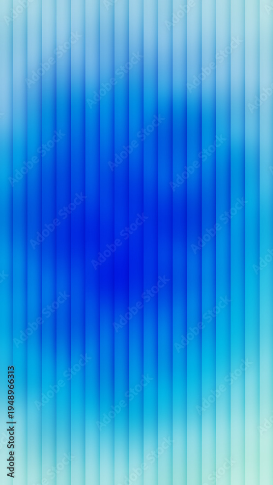 Fototapeta premium Azure blue cloud mist on ribbed glass background with vertical stripes