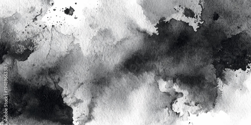 Abstract watercolor painting with soft edges, in shades of gray. The paint strokes blend seamlessly, creating a dreamy and artistic look.