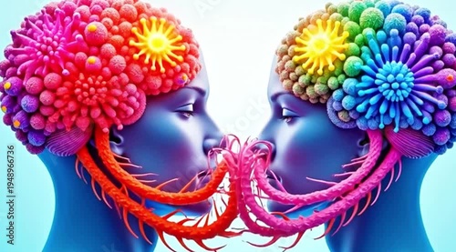 Wallpaper Mural A video showcasing a creative illustration of two human brains connecting Torontodigital.ca