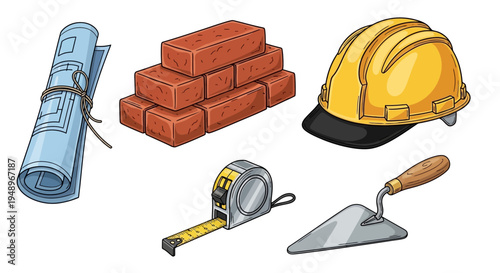 Essential tools and materials for construction and masonry work
