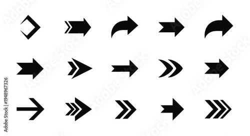 A collection of various arrow icons with different shapes and designs