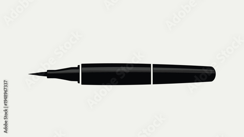 Black liquid eyeliner pen with its cap removed shown horizontally for precise and sharp eye cosmetic applications.
