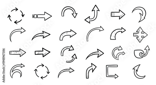 A collection of various arrow icons with different shapes and directions
