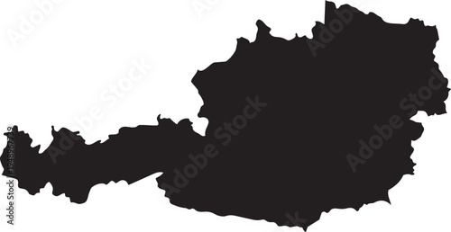 Black silhouette map of Austria a simple vector illustration representing the countrys geography for travel or informational purposes isolated on a white background