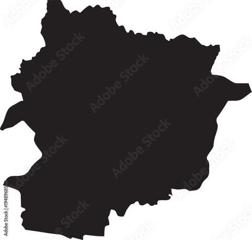 Black silhouette map of Andorra a European country outline for travel and geography concepts isolated on a white background