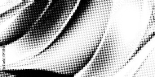 Abstract black and white halftone marble background, liquid wavy pattern with dithered dot texture, high contrast grunge flow design for streetwear and poster.