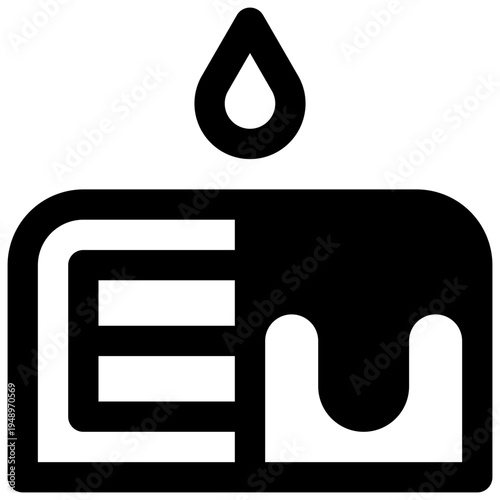 Birthday cake. Outlined stroke vector icon with black-filled details.