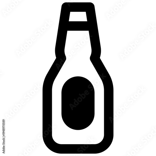 Beer. Outlined stroke vector icon with black-filled details.