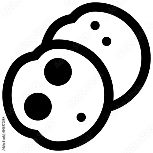 Cookies. Outlined stroke vector icon with black-filled details.