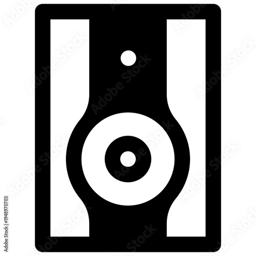 Speakers. Outlined stroke vector icon with black-filled details.