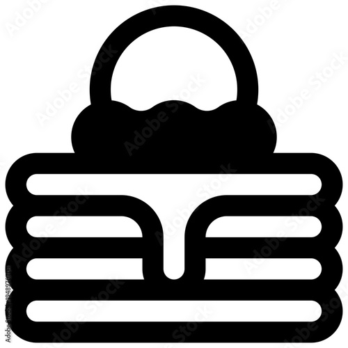 Pancakes. Outlined stroke vector icon with black-filled details.