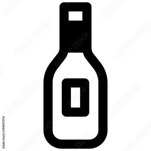 Wine. Outlined stroke vector icon with black-filled details.