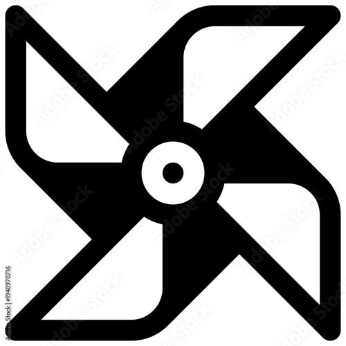 Windmill. Outlined stroke vector icon with black-filled details.