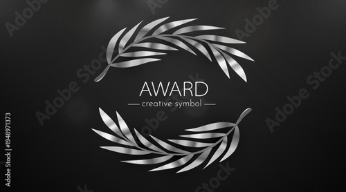 Elegant Silver Laurel Wreath Award Symbol on Dark Background.