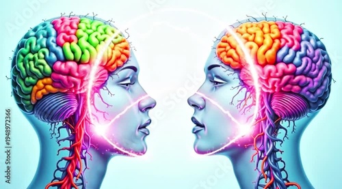 Wallpaper Mural A video showcasing a creative illustration of two human brains connecting Torontodigital.ca