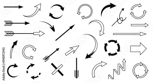 A diverse collection of various types of arrows and arrowheads