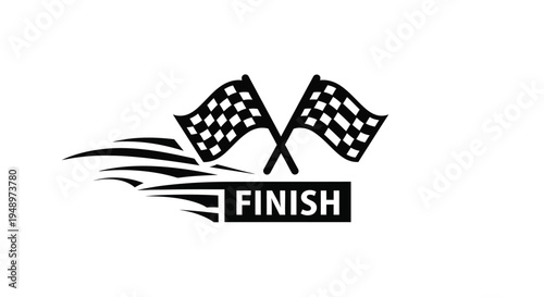 Racing flags crossed with a finish line a bold graphic silhouette