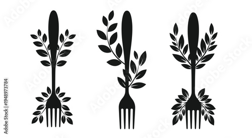 Elegant cutlery arrangements with floral details a striking silhouette