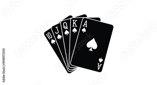 Royal flush in spades a classic hand of playing cards silhouette