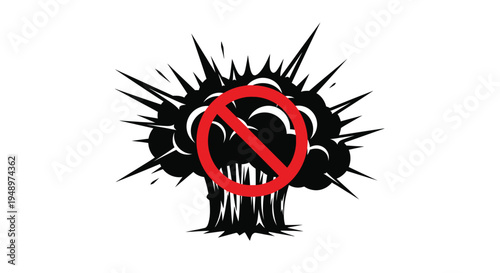 Protest symbol featuring an explosion with a prohibition sign silhouette