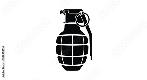 A stark black silhouette of a hand grenade dangerous object silhouette