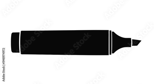 Simple black silhouette of a marker pen isolated on a white background