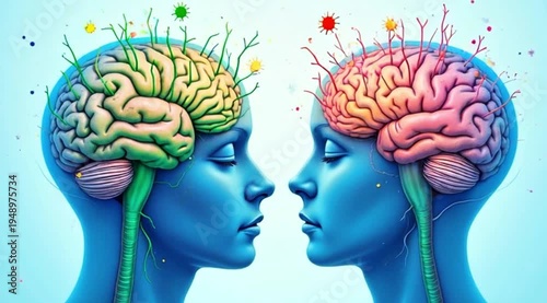 Wallpaper Mural A video showcasing a creative illustration of two human brains connecting Torontodigital.ca