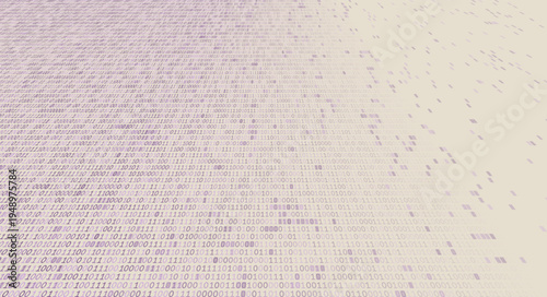 Colored Data Erosion - Binary Stream Fading into Minimalist Negative Space