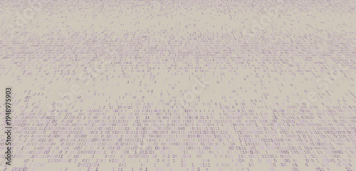 Colored Digital Plain - Expansive Binary Code Field in Receding Perspective