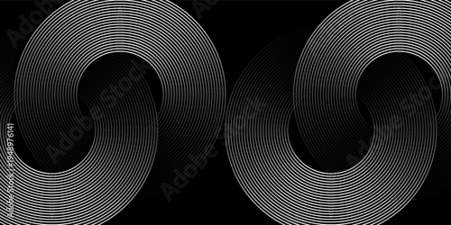 Abstract light gray background with elegant circular line pattern, minimalist geometric interlocking rings, modern corporate design for presentation, web header, and tech branding.