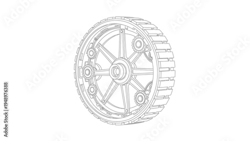 Detailed Mechanical Gear Wheel Illustration.