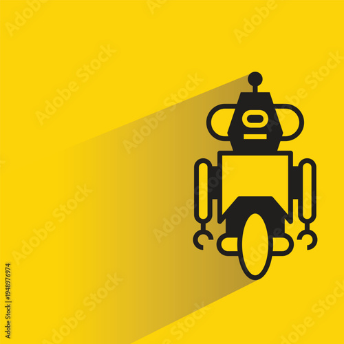 robot avatar with shadow on yellow background