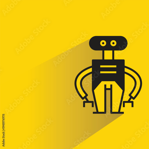 robot avatar with shadow on yellow background