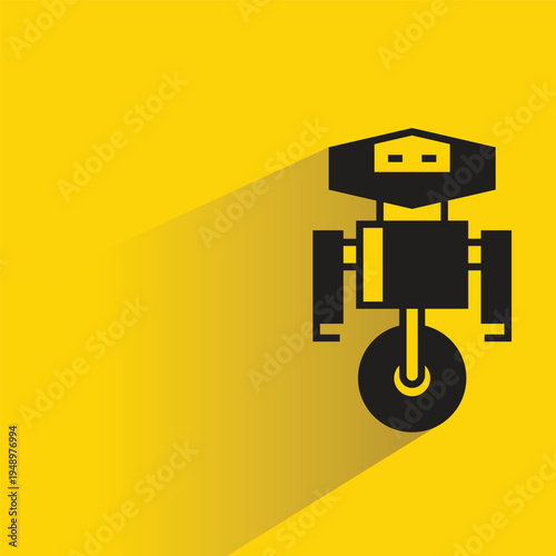 robot avatar with shadow on yellow background