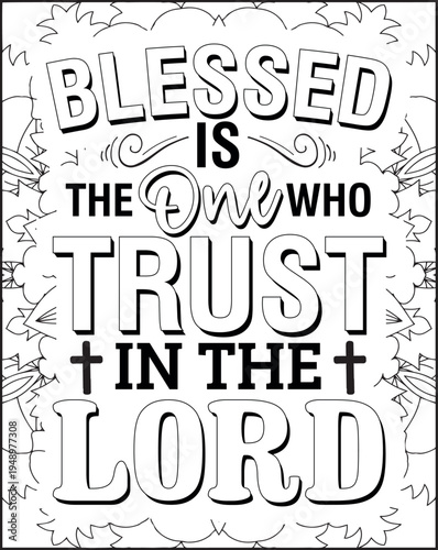 Bible Verse Quote Coloring Page for Adults. Holy Bible Quote Mandala Coloring Page
