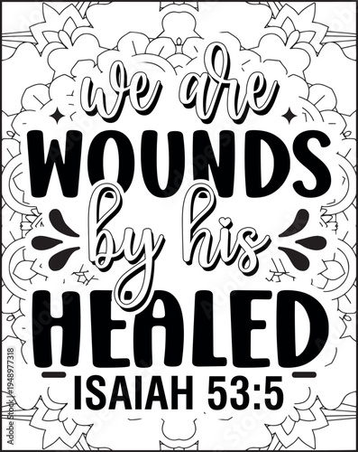 Bible Verse Quote Coloring Page for Adults. Holy Bible Quote Mandala Coloring Page