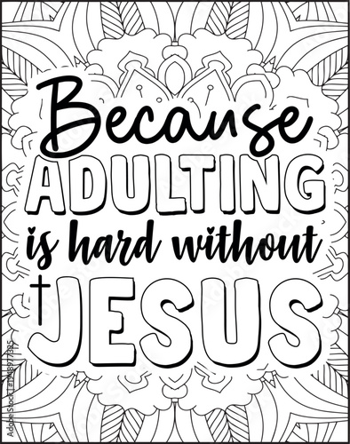 Bible Verse Quote Coloring Page for Adults. Holy Bible Quote Mandala Coloring Page
